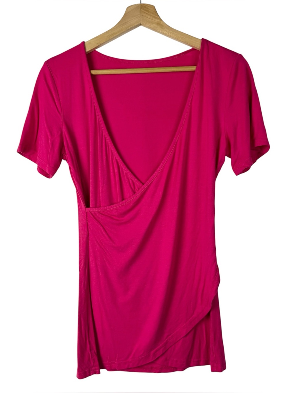 Boutique Hot Pink Wrap Front Short Sleeve Top S